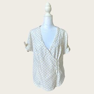 Maeve by Anthropologie Polka Dot Wrap Blouse, Size 12